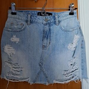 Hollister Light Blue Distressed Denim Skirt